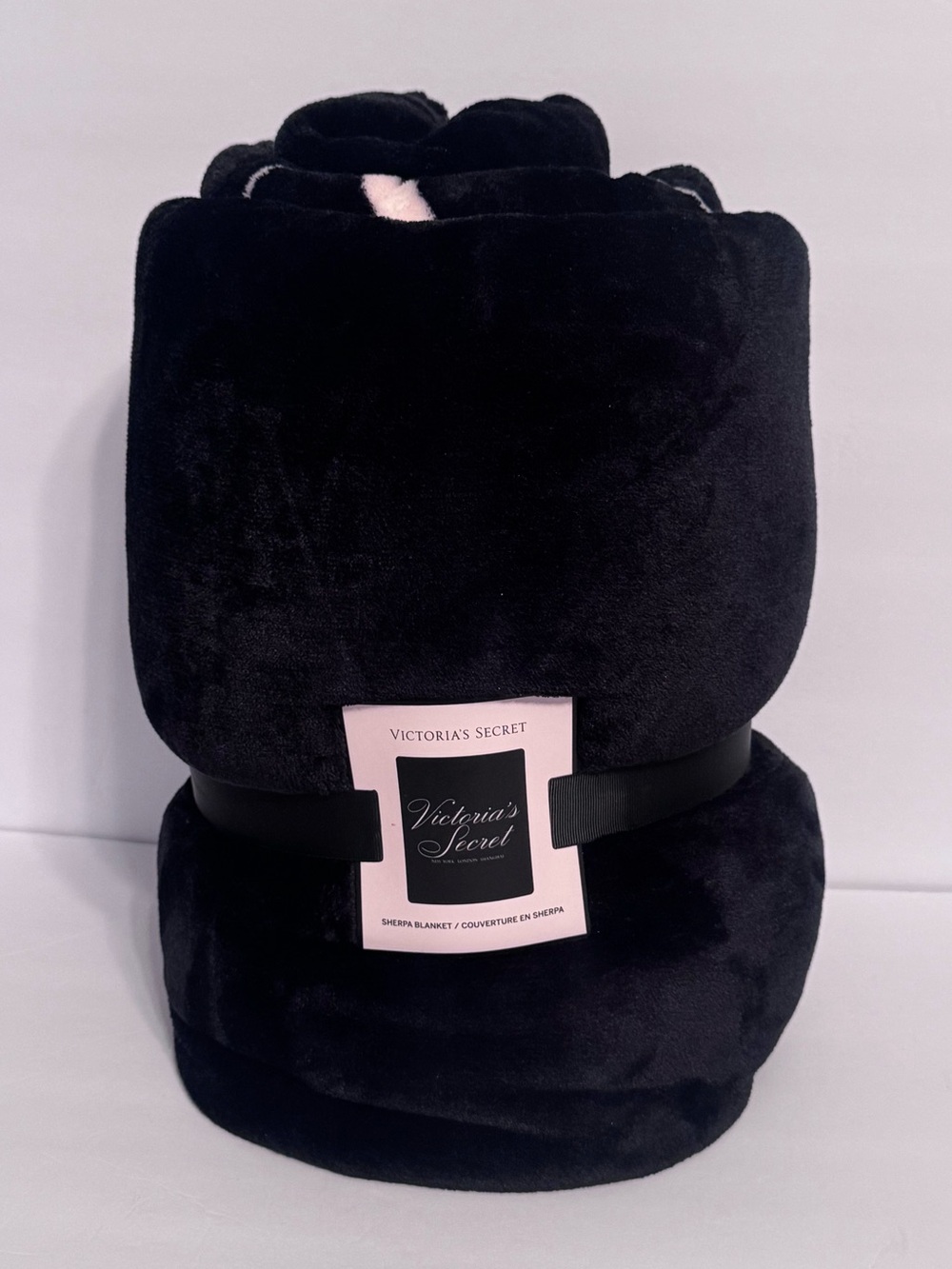 Victoria's Secret Black Plush Sherpa Blanket